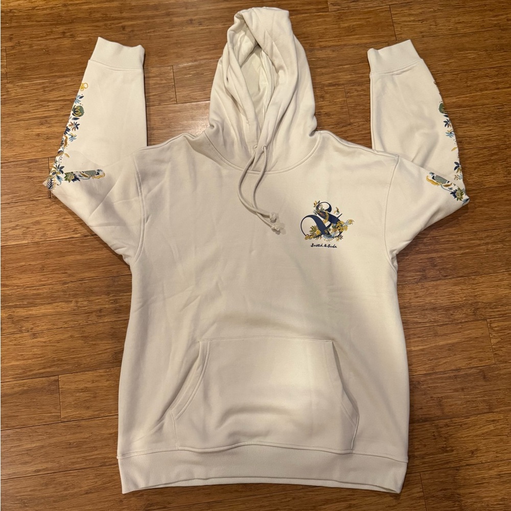 Scotch And Soda Men’s Relaxed Fit Fleece embroidered Hoodie XL beige ￼￼